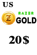 کارت اعتباری 20 دلاری ریزر گلد امریکا Razer Gold US